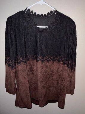 Lace and faux suede Blouse